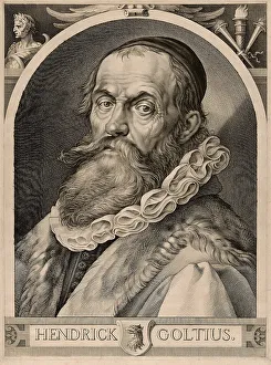 Skullcap Prints: Portrait of Hendrick Goltzius, c. 1617. Creator: Jan Muller