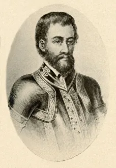South American Prints: Portrait of Hernando De Soto, showing Spanish Armour of 16th century, c1520-1540, (1937)