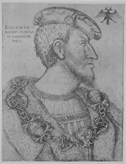 Carlos I Prints: Portrait of the Holy Roman Emperor Charles V facing right