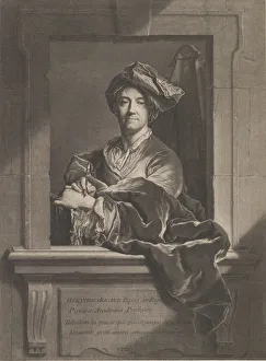Portrait of Hyacinthe Rigaud, 1721. Creator: Pierre Imbert Drevet Portrait of Hyacinthe Rigaud, 1721. Creator: Pierre Imbert Drevet