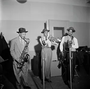 Trumpet Players Prints: Portrait of Illinois Jacquet, New York, N.Y. ca. May 1947. Creator: William Paul Gottlieb