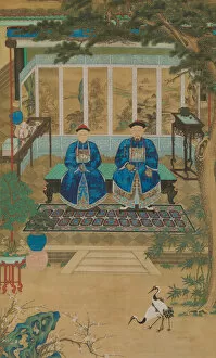 Scroll Collection: Portrait of an imperial censor and his wife, late 18th-early 19th century. Creator: Unknown
