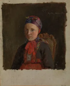 Folk Life Prints: Portrait of Ingeborg Anderdatter Gulsvig, probably 1849. Creator: Adolph Tidemand