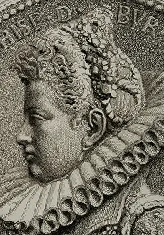 Portrait of Isabella Clara Eugenia (1566-1633), 1879. Creators: Alphonse Charles Masson, Magin Pujadas