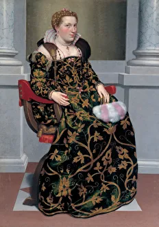 Fashion Accessories Collection: Portrait of Isotta Brembati, ca 1555. Creator: Moroni, Giovan Battista (1520 / 25-1578)