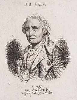Greuse Prints: Portrait of J. B. Greuze, 19th century. Creator: Charles Emile Jacque
