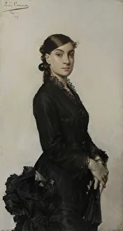 Comerre Leon Francois Prints: Portrait of Jacqueline Comerre-Paton in a black dress