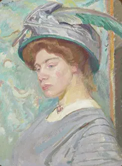 Weiss Wojciech Stanislaw Prints: Portrait of Janina Stanislawska, 1908. Creator: Wojciech Weiss
