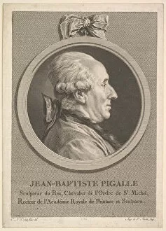 Charles Nicolas Collection: Portrait of Jean-Baptiste Pigalle, 1782. Creator: Augustin de Saint-Aubin