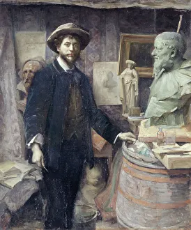 Hals Frans Prints: Portrait de Jean Carriès dans son atelier