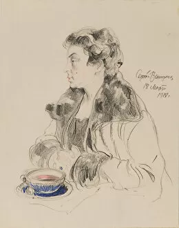 Images Dated 14th June 2013: Portrait of Jevdokia Sergeyevna Morozova (1885-1959), 1918. Artist: Vinogradov