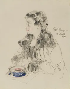 Images Dated 14th June 2013: Portrait of Jevdokia Sergeyevna Morozova (1885-1959), 1918. Artist: Vinogradov