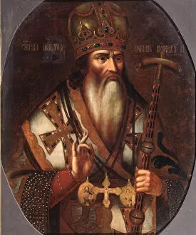 Patriarch Gallery: Portrait of Joachim, Patriarch of Moscow (1674-1690), End of 17th cen.. Artist: Russian master