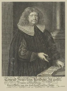 Portrait of Johann Konrad Feuerlein (1629-1704), 1680. Creator: Schollenberger, Johann Jacob (1646-1689)