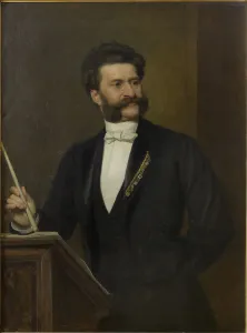 Portrait of Johann Strauss (1825-1899), 1888. Creator: Eisenmenger, August (1830-1907)