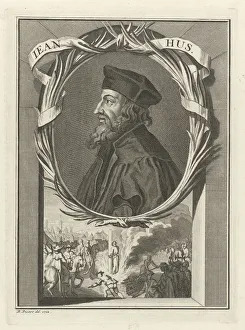 Picart Collection: Portrait of John Hus, 1712. Artist: Picart, Bernard (1673?1733)