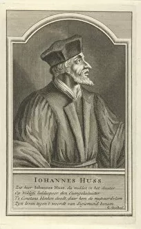 John Hus Gallery: Portrait of John Hus, c. 1710. Artist: Laan, Adolf van der (1684-1755)