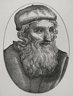 1877 Prints: Portrait of John Wycliff or Wycliffe