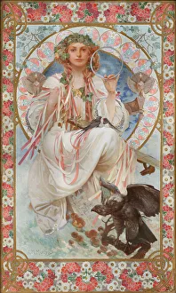 Mucha Prints: Portrait of Josephine Crane-Bradley (1886-1952) as Slavia