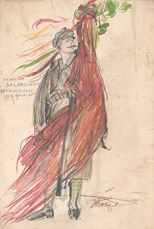 1919 Prints: Portrait of Jozef Balaz as a Communard, 1919. Creator: Alajos Strobl