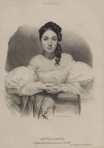 Noel Prints: Portrait of Juliette Drouet (1806-1883), 1832. Creator: Noel, Leon (1807-1884)