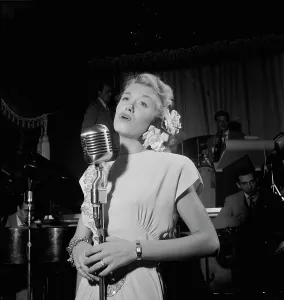 Portrait of June Christy and Red Rodney, Club Troubadour, New York, N.Y. ca. Sept. 1947. Creator: William Paul Gottlieb