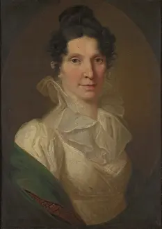 Cream Prints: Portrait of Katarzyna Mezynska nee Dzialynska, 1815. Creator: Jozef Peszka