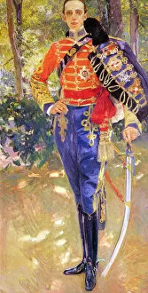 Alfonso De Bourbon Gallery: Portrait of King Alfonso XIII in a Hussars Uniform, 1907. Artist: Joaquin Sorolla y Bastida