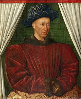 Charles Vii Gallery: Portrait of the King Charles VII of France, 1445-1450. Artist: Fouquet, Jean (1420?1481)