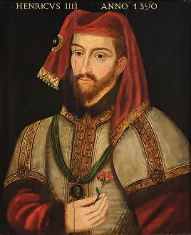 Portrait of King Henry IV of England (1367-1413) with a rose. Creator: Scrots (Scrotes), William (Guillim), (after)