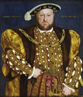Images Dated 17th December 2019: Portrait of King Henry VIII of England, 1540. Creator: Holbein, Hans, the Younger (1497-1543)