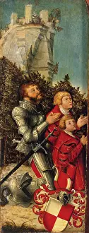 Paint Prints: Portrait of a Knight and His Two Sons, 1519. Creator: Lucas Cranach the Elder