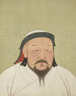 Ink And Colors On Silk Prints: Portrait of Kublai Khan (1215-1294), c1294. Creator: Araniko (1244-1306)