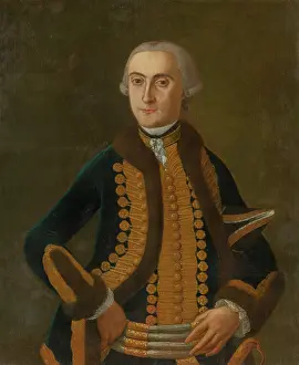 Hand In Belt Prints: Portrait of L. Berzeviczy, around 1742. Creator: Unknown