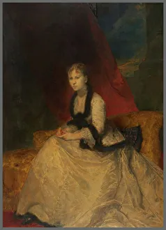 Wood Material Prints: Portrait de la marquise Landolfo-Carcano, 1868. Creator: Gustave Ricard