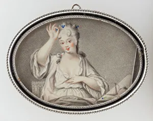 Flirting Prints: Portrait of a lady, 1710. Creator: Circle of Carl Gustaf Klingstedt