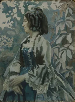 Watercolour And Pastel On Paper Prints: Portrait of a Lady, 1902. Artist: Borisov-Musatov, Viktor Elpidiforovich (1870-1905)
