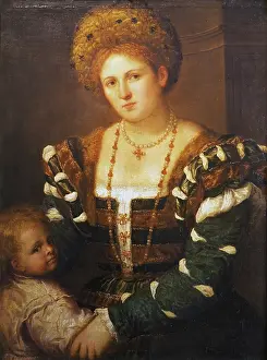 Double Portrait Prints: Portrait of a Lady with a Boy, 1530. Creator: Paris Bordone