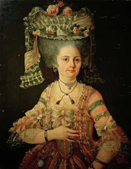 Nordic Museum Prints: Portrait of lady with high hairstyle, 1780s. Creator: Unknown