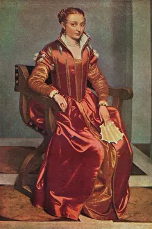 Moroni Prints: Portrait of a Lady ( La Dama in Rosso ), c1556-60. Artist: Giovanni Battista Moroni