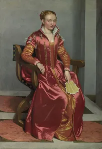 Portrait of a Lady (La Dama in Rosso), c. 1560. Artist: Moroni, Giovan Battista (1520 / 25-1578)