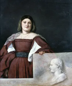 Seriousness Prints: Portrait of a Lady, La Schiavona ( The Dalmatian Woman ), c1510-1512. Artist: Titian