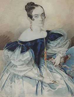 Portrait of a Lady with a Lorgnette, 1830s. Creator: Hampeln, Carl, von (1794-after 1880)