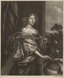 Wallerant Vaillant Prints: Portrait of a Lady beside a Rose Bush, c. 1655. Creator: Wallerant Vaillant