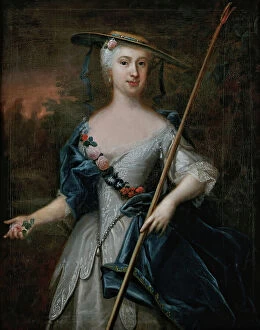 Looking At Camera Collection: Portrait of lady as shepherdess, (c1750s). Creator: Lorens Pasch the Elder