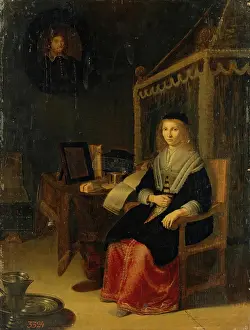 1650s Prints: Portrait of a Lady at the Table with Music, 1650. Creator: Eglon Hendrik van der Neer