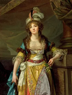 Greuse Jean Baptiste Prints: Portrait of a Lady in Turkish Fancy Dress, c1790. Creator: Jean-Baptiste Greuze