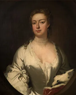 Portrait Of A Lady In White And Ermine, 1738. Creator: Isaac Whood Portrait Of A Lady In White And Ermine, 1738. Creator: Isaac Whood