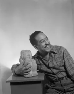 Pre Colombian Prints: Portrait of Langston Hughes, 1943. Creator: Gordon Parks