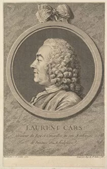 Charles Nicolas Collection: Portrait of Laurent Cars, 1768. Creator: Augustin de Saint-Aubin